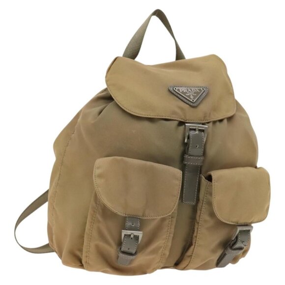 PRADA Backpack Nylon Beige Silver Auth 136445 - Picture 1 of 15